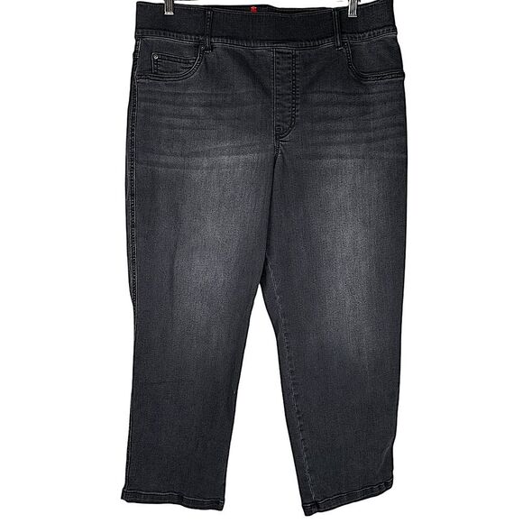 SPANX Pull On Straight Leg distressed Black Jeans Slimming Stretch Size 2XP - Picture 2 of 9